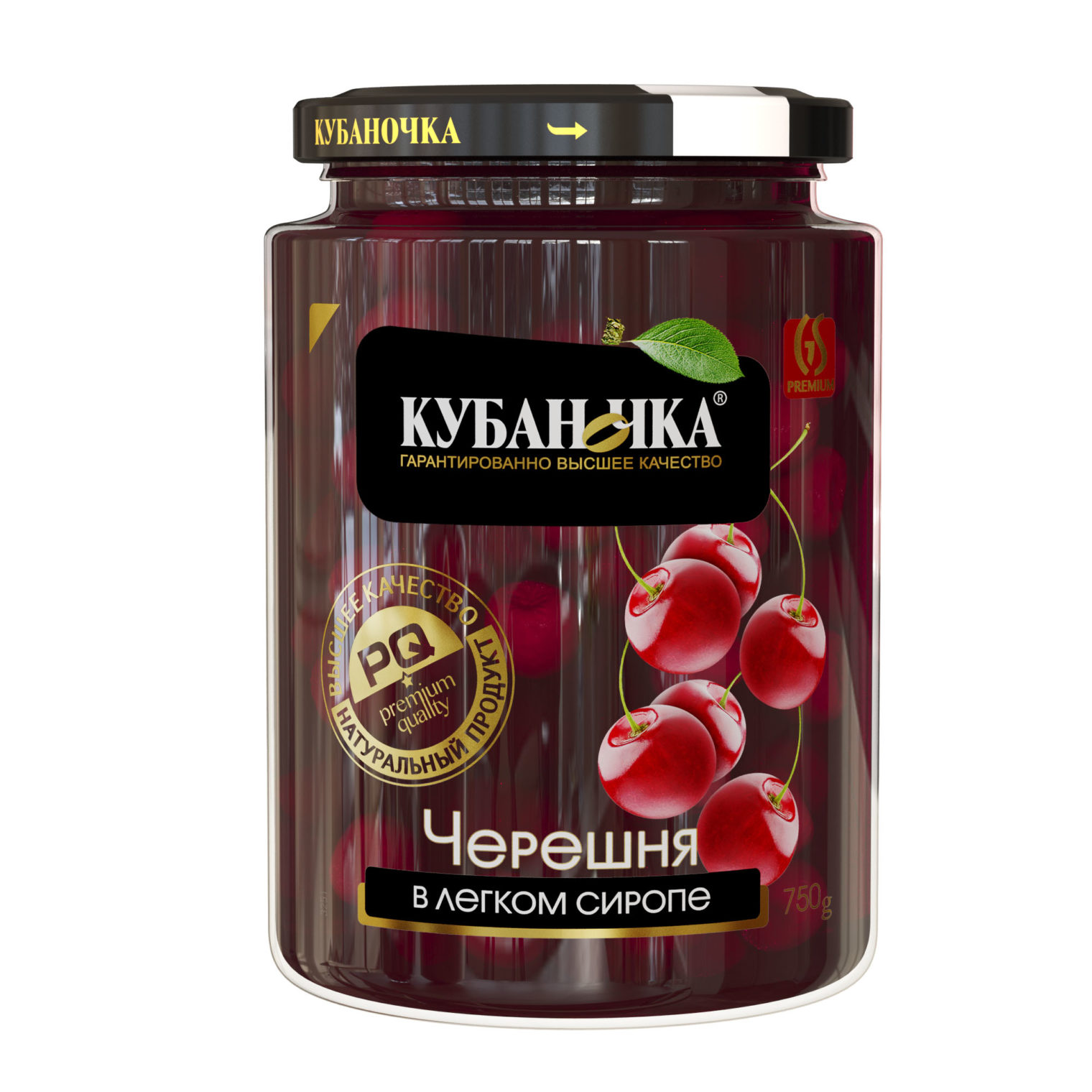 Черешня красная в легком сиропе, Масса: 750 г