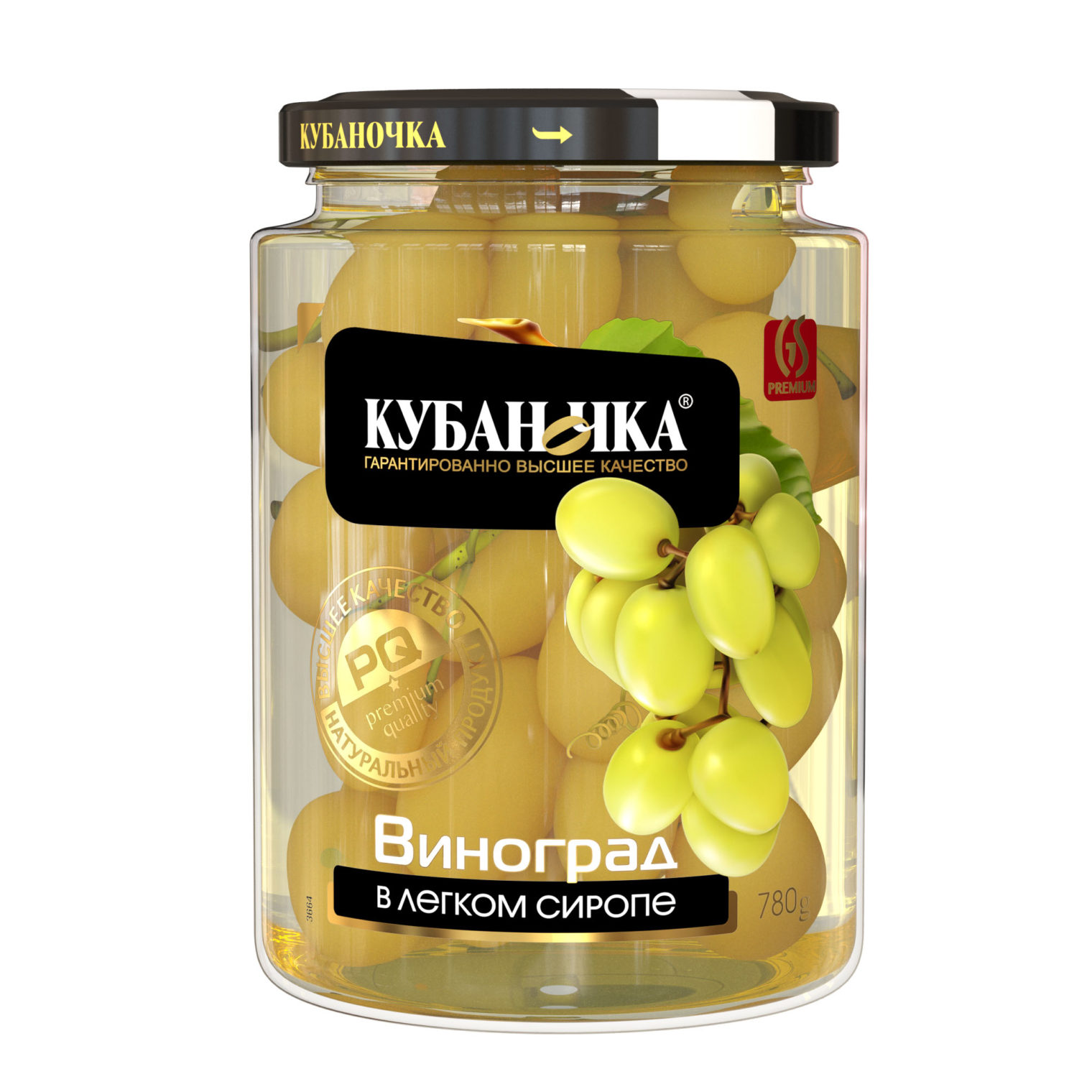 Виноград в легком сиропе, Масса: 780 г
